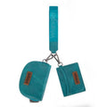Wrangler KeyChain Wallet Wristlet Wallets for Women Dual Pouch Wristlet with Zipper Womens Credit Card Holder Wallet - color: A-Turquoise