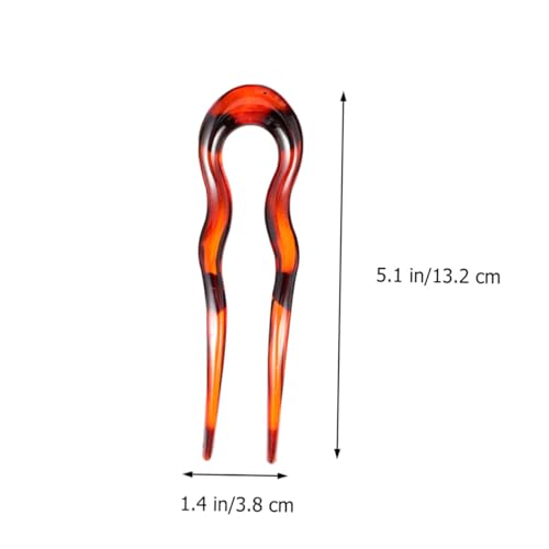 Artibetter 3pcs U Shape Hair Forks Vintage Resin Hairpins Leopard Print Double Prong Hair Clips for Women Bridal Updo