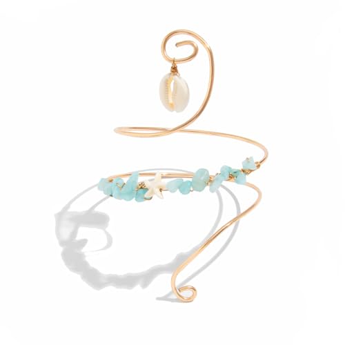 XAM Arm Cuff Upper Arm Bracelet for Women Adjustable Flower Sea Shell Leaf Feather Open Upper Arm Bangle Bracelet Boho Summer Holiday Jewelry - color: StyleB