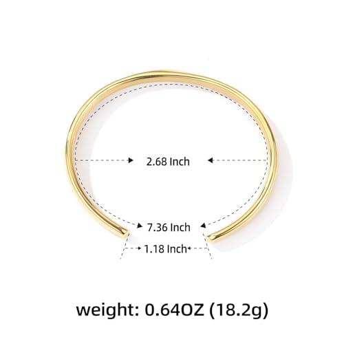 BE & CHEERY Gold Bangle Bracelet for Women, 14k Gold Plated Open Bangle, Stackable Stainless Steel Cuff Bracelets, Chunky Fashion Jewelry for Women, Trendy Elegant Design Bangle as Gifts - style: Cross