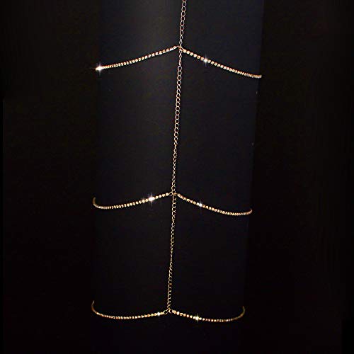 Gold Snake Leg Chain Jewelry for Women Sexy Thigh Chain for Women Boho Body Chain for Beach Summer Holiday - style: Gold Crystal