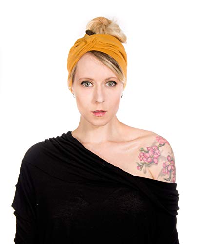 Twist Headband Extra Wide Scrunch Turban (Mustard Yellow) - color: Mustard Yellow