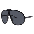Dollger Oversized One Piece Sunglasses For Women Fashion Men Wrap Around UV400 Shield Goggles - color: Black Frame Black Lenses