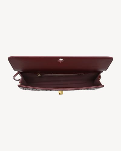 NEWBELLA Handwoven Women's Clutch Purse, Crossbody Bag with Adjustable Strap for Evening & Casual Use - color: Burgundy