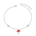 Anklets for Women S925 Sterling Silver Adjustable Beach Foot Ankle Bracelet Jewelry Gifts - style: Red Mushroom