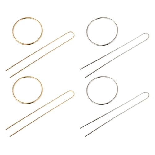 UKCOCO 4 Sets U-shaped Metal Hair Fork Hairpin for Women Smooth Double-prong Hair Stick Bun Holder Gold and Silver Styling