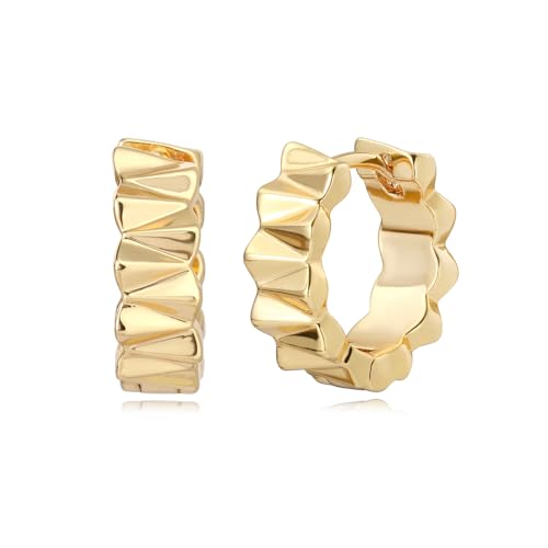 MYEARS Women Earrings Gold Huggie Hoop 14K Small Simple Hypoallergenic Everyday Jewelry - style: Frill