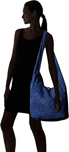 BTP! Thai Cotton Hippie Hobo Sling Crossbody Bag eco Friendly Shopping bag Paisley Print Large - color: Blue