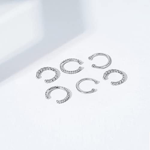 Amazon Essentials 14K Gold or Rhodium Plated Sterling Silver Set of 3 Ear Cuffs - color: Silver