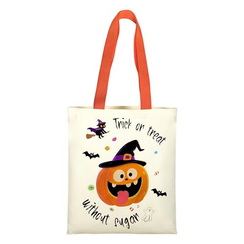 Kovewon Trick or Treat Bags Halloween Tote Bags for kids Halloween Treat Bags with handles Reusable Large Canvas Bucket for Candy - color: Halloween 2
