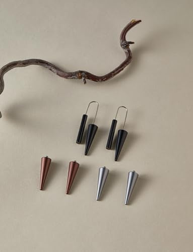Trendy Dangle Earrings Set for Women, Colorful Aluminum Drop Earrings, 6 Pcs DIY Interchangeable Conical Beads, Lightweight Titanium Ear Hooks, Hypoallergenic and Not Easy To Fade - color: Black Grey Brown