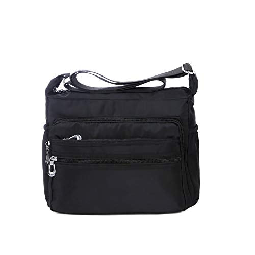 NOTAG Crossbody Bag for Women Waterproof Shoulder Bag Messenger Bag Casual Nylon Purse Handbag - color: Black-l