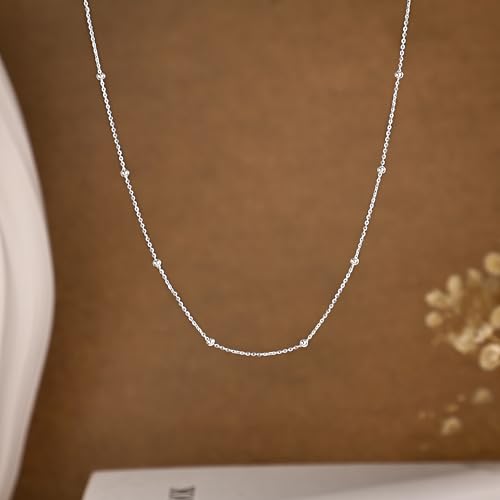 MBW Silver Paperclip Chain Necklace for Women,Dainty Sterling Silver Choker Necklaces for Women Trendy Simple Long Chunky Minimalist Waterproof Link Necklace Jewelry Gifts for Women 16/18/20 in - color: Beaded-20inch