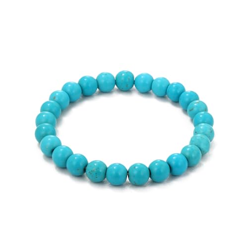 Turquoise Bracelet for Women, 8mm Beaded Stretchable Unisex Bracelet, Boho Turquoise Bead Bracelet Stone Beaded Bracelets Turquoise Jewelry for Women - color: Round