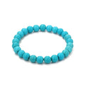 Turquoise Bracelet for Women, 8mm Beaded Stretchable Unisex Bracelet, Boho Turquoise Bead Bracelet Stone Beaded Bracelets Turquoise Jewelry for Women - color: Round