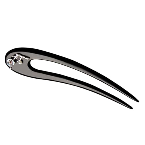 Uonlytech Ebony Wood U-shaped Hair Fork Hair Stick Chinese Style for Women Double Prong for Buns and Updos