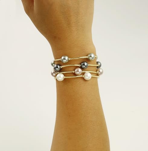 Elegance 11 designs 10mm Crystal White Pearl Blessing Bracelet - style: style-black