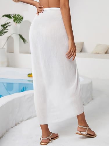 QIANXIZHAN Women's Swimsuit Cover Up,Beach Sarong Wrap Bottom Coverup for Women Short Skirt - color: 1white