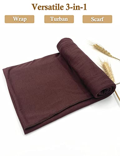Nonbongoy Head Wraps for Black Women Stretch Headwraps Large Hair Wraps Hijab Scarves for Muslim Head Scarf Turban Headbands - color: 1-coffee Headwrap