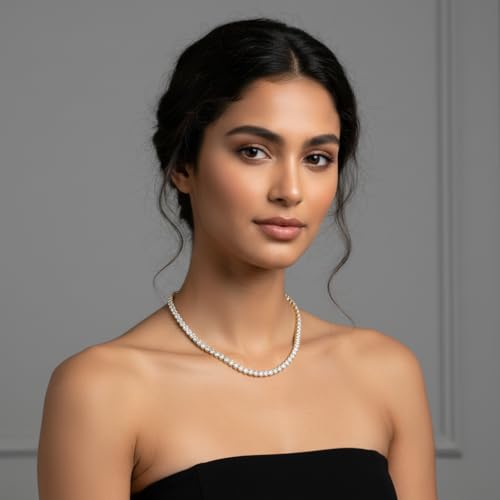 Gemsme 4mm Tennis Necklaces for Women - 3 Prong 18K White Gold Plated Round Cubic Zirconia Classic diamond Tennis Chain, Tennis Necklace for Women and Men, Size 16/18/20/22/24 inch - color: Yellow Gold, size: 22 Inch