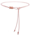 Womens Faux PU Leather Bead Rope Skinny Tie Belts for Skirt Dresses Jeans Pants Thin Dress Waist Belt - color: Pink