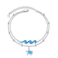 YFN Wave Anklet 925 Sterling Silver Ocean Wave Layered Ankle Bracelet Wave Beach Jewelry for Women Gifts - style: Wave Turtle Anklet