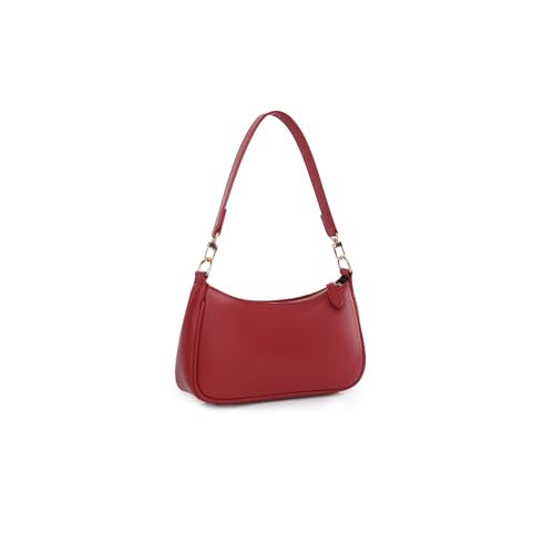 Shoulder Bag for Women with 2 Removable Straps and Zipper Closure Crossbody Bags Clutch Tote HandBags Purses | with 2 Removable Straps - color: Red