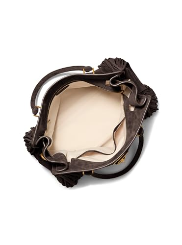 Michael Kors Women's Hamilton Satchel - color: Antique Gold-tone Hardware/Fringe Suede/Chocolate
