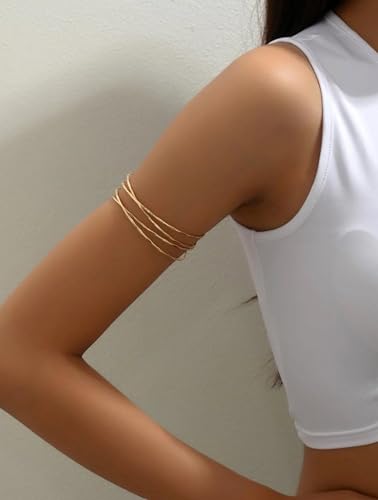 AIBFRID 3 Pcs Arm Cuff Jewelry for Women Adjustable Arm Cuff Bangle Band Armlet Upper Arm Cuff Bracelet - color: Charming