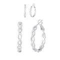 Senteria 925 Sterling Silver Post Hoops Earrings for Women Lightweight Twisted Hoop Earrings With Cubic Zirconia Hypoallergenic Silver Hoops Earrings (20/30/40/50/60MM) - color: silver-20/60mm