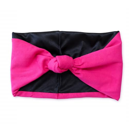 Satin Lined Knot Headband for Women – Wide Stretch Fabric Head Wrap with Twist Knot, Soft Ribbed Jersey, Comfortable Non-Slip Hair Band Protects hair from damage and breakage. (Pink) - color: Pink