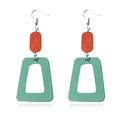 ANXIN Boho Personality Retro Tassel Rectangular Wooden Contrasting colors Earrings Chic Green Temperament Geometric Earrings Jewelry Gifts For Women - color: GREEN Wooden colors Earrings
