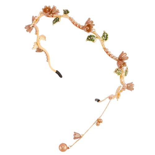 AHONEY Gold Flower Headband for Women Girls Hair Vine Gold Leaf Boho Headband Wedding Fairy Accessories Headpiece - color: Gold