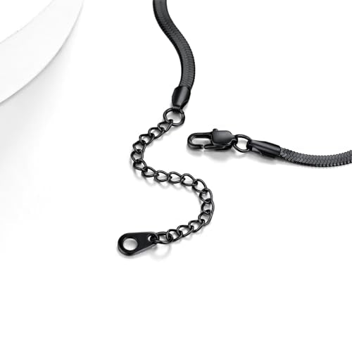 ChainsHouse Ankle Bracelets for Women, Stainless Steel Chain Anklets Waterproof, Women Summer Beach Jewelry Gift, Come with Box - color: 09. 3mm-Herringbone-Black