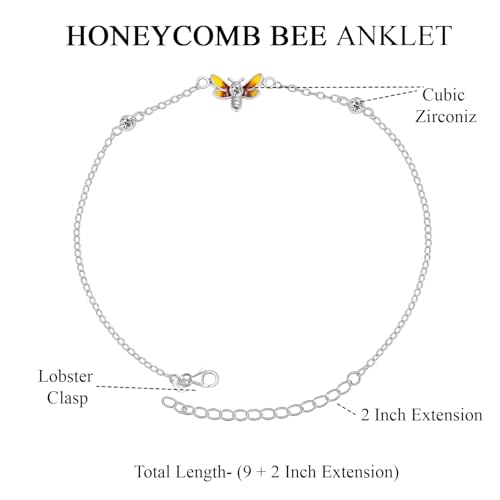LeCalla 925 Sterling Silver Anklets for Women | Adjustable Chain & Beaded Ankle Bracelets | Women's Ankle Bracelets Foot Jewelry Gifts Beach Jewelry for Summer