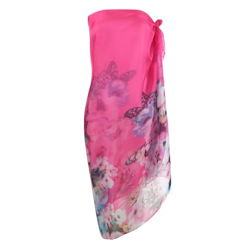 Womens Sexy Bohemian Floral Beach Cover Up Sarong Wrap Swimsuit Beachwear - color: B-rose
