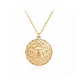 Round Gold Coin Skull Necklace Pendant Dress Accessory Movie Pirates of The Caribbean Medal Necklace Retro Jewelry (Gold