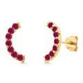 Gem Stone King 18K Yellow Gold Plated Silver Round 2MM Gemstone Stud Ear Crawler Earrings for Women - color: Created Ruby-July