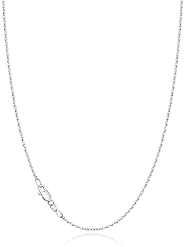 Jewlpire 18k Gold Plated 925 Sterling Silver Chain Necklace for Women, 1.2mm Cable Chain Necklace Thin & Dainty & Sturdy Women's Chain Necklaces 14/16/17/18/20/22/24 Inch - color: 925 Sterling Silver, size: 14 Inch