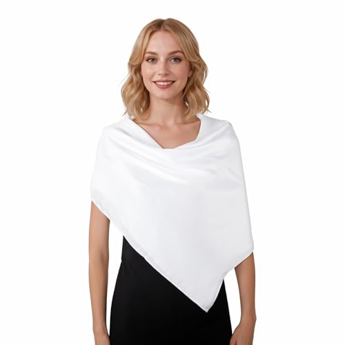 RIIQIICHY 35 Inch Head Scarf for Women Hair Scarf Like Silk Scarf Square Scarf Bandanas for Women - color: White
