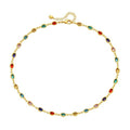 Beaded Choker Necklaces for Women 18k Gold Plated Dainty Gold Choker Necklaces for Women - style: Colorful Oval 27