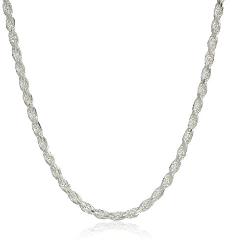 Amazon Essentials Sterling Silver Diamond Cut Rope Chain Necklace - color: Silver, size: 30"