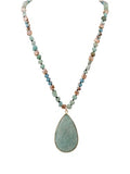 MINACHI Handmade Agate Pebble Pendant with Crystal Beads, Random Stone Shape, Vintage Women's Jewelry - style: Necklace NECK.008