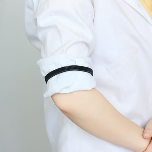 2pcs Chunky Metal Spring Bracelet for Men Shirt Sleeve Wristband Arm Band Elastic Armband Coil Stackable Snake Chain Bracelet Simple Fashion Jewelry - color: Black