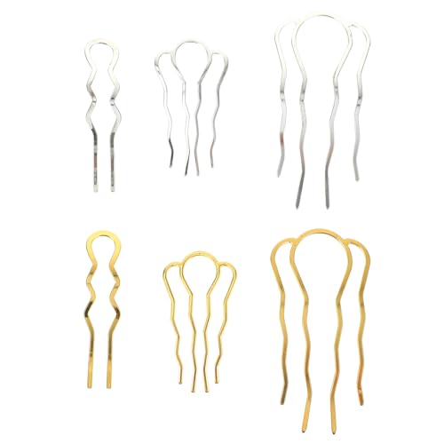TEHAUX 6pcs U Type Hairpins Set Large and Medium Four-Prong Small Double-Prong Vintage Hair Clips for Women, Simple Iron Art Hair Forks Suitable for Updo and Chignon Random Color