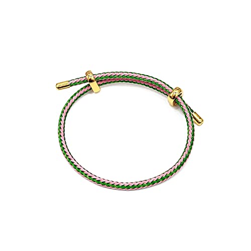 Caiyao Unisex Steel Rope Bracelet Couple Bracelet Simplicity Fashion Titanium Buckle Adjustable Wire Rope Bracelet for Women Men Jewelry Gift - color: pink green