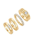 PAVOI 14K Gold Plated Stackable Rings for Women - Dainty Stackable Gold Ring Set of Four with Cubic Zirconia Multi-Bands - Trendy Fashion Jewelry - color: Yellow Gold