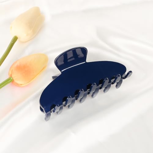 MAORULU Cute Claw Clip for Women – 4.3'' Large Acetate Hair Clips for Thick Thin Curly Long Hair, Durable Hair Clamps Non-slip Jaw Clip, Strong Hold, Stylish French Design (Navy Blue) - color: Navy Blue