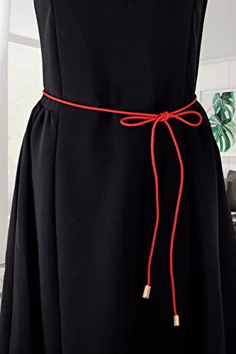 TeeYee Waist Belt Woven Knitted Rope/Chain PU leather 3 Pieces Tassel Rope Skinny Belt - color: 019redyellowblue
