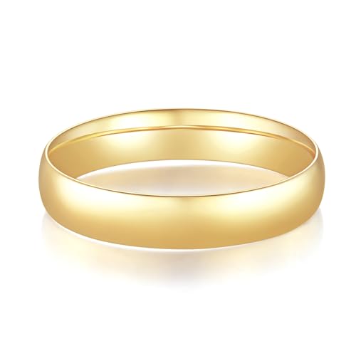 MINDDHA 14K Gold/White Gold Plated Rings for Women, Wedding Band, Stackable, Knuckle, Dainty Thumb & Pinky, Non Tarnish/Silver, Gold Rings for Women 2mm 4mm 6mm Band Sizes 4-12 - color: 4mm Gold-Tone